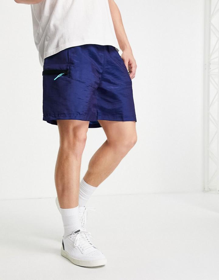 Puma Hoops Woven Crinkle Shorts In Navy