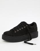 Truffle Collection Faux Fur Hiker Sneakers - Black