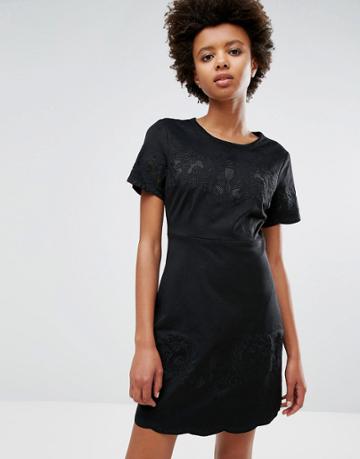 Dex Shift Dress With Crochet Lace - Black