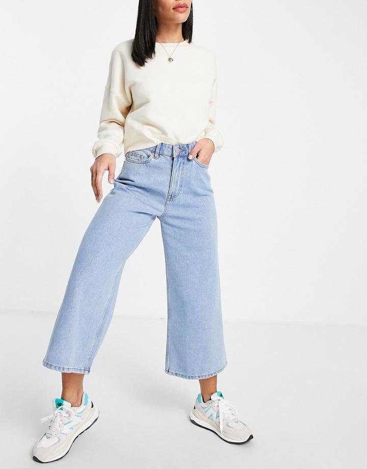 Miss Selfridge Cropped Wide Leg Jean In Midwash Blue