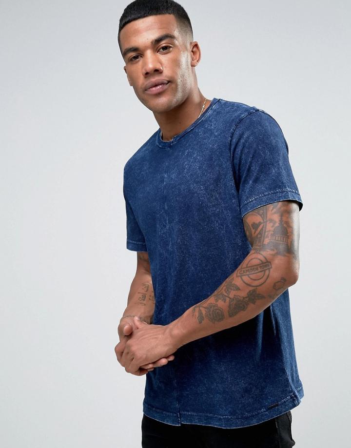 Diesel T-dinty Acid Wash Seam Detail T-shirt - Blue