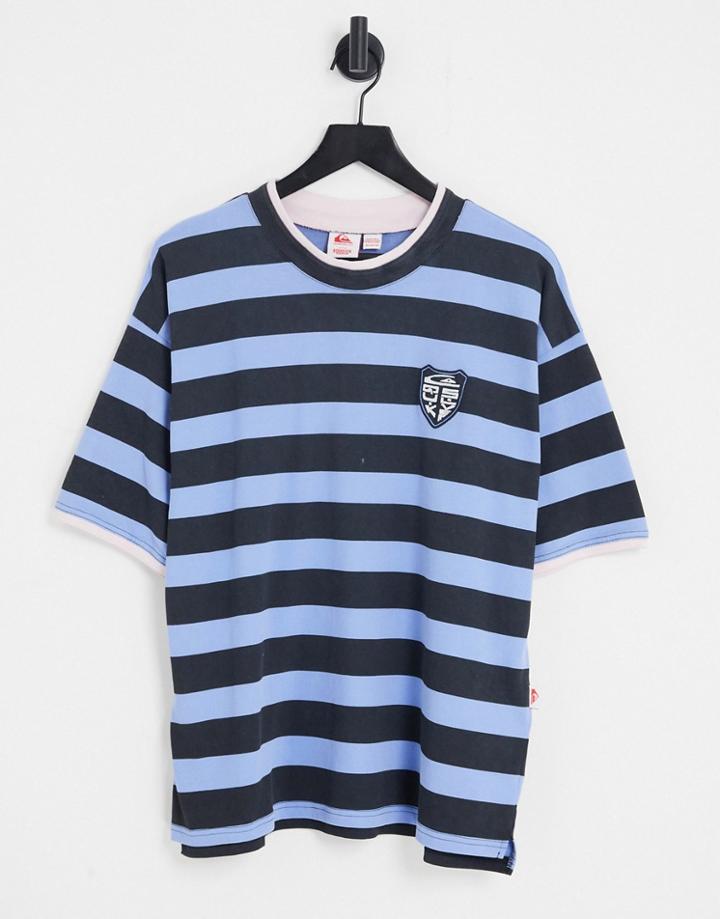 Quiksilver X Stranger Things Lenora Hills Ripper T-shirt In Blue And Black Stripe