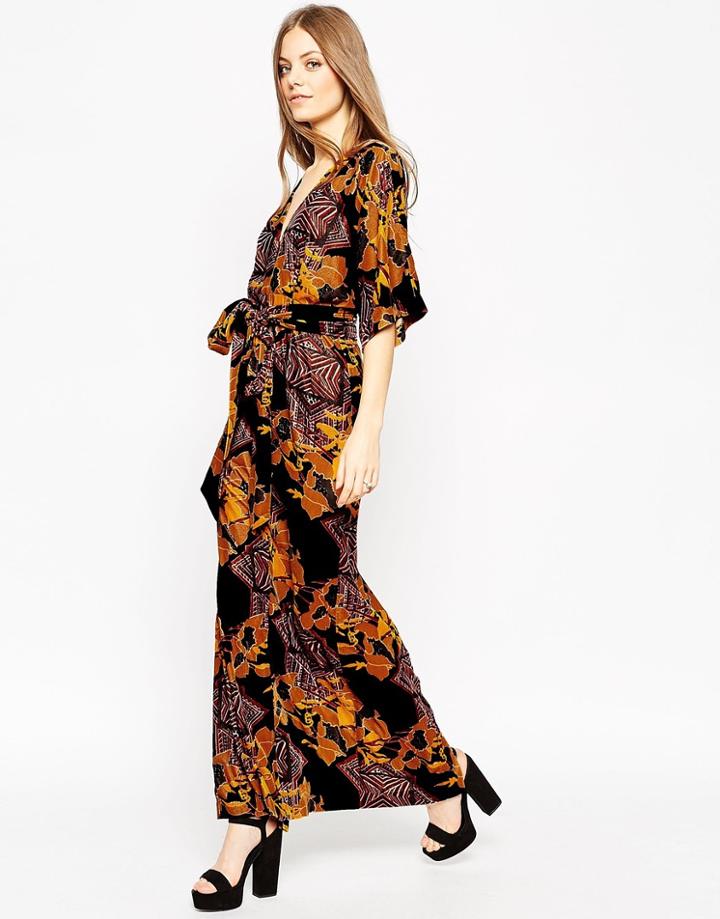 Asos Devore Print Caftan Maxi Dress - Multi