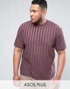 Asos Plus Relaxed T-shirt In Towelling Rib In Mauve - Purple