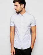 Asos Skinny Shirt In Monochrome Grid Check - White Black