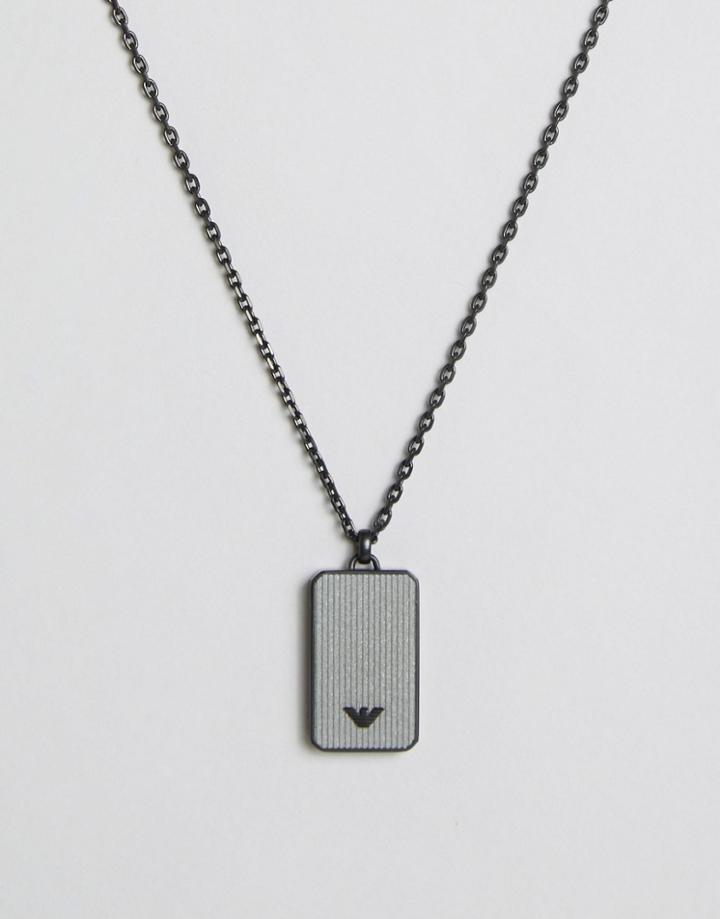 Emporio Armani Logo Dog Tag Necklace In Black - Black