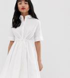 Y.a.s Petite Tie Waist Shirt Mini Dress-white