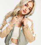 Threadbare Petite Nate Jacket With Contrast Panels In Taupe-multi