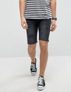 Good For Nothing Super Skinny Denim Shorts In Black With Distressing - Black