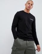 Asos Design Poloroid Long Sleeve T-shirt With Chest Print - Black