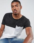 Pull & Bear Paneled T-shirt With Pocket Detail In White Marl - White