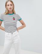Brave Soul Pina Stripe T-shirt With Sequin Badge - Multi
