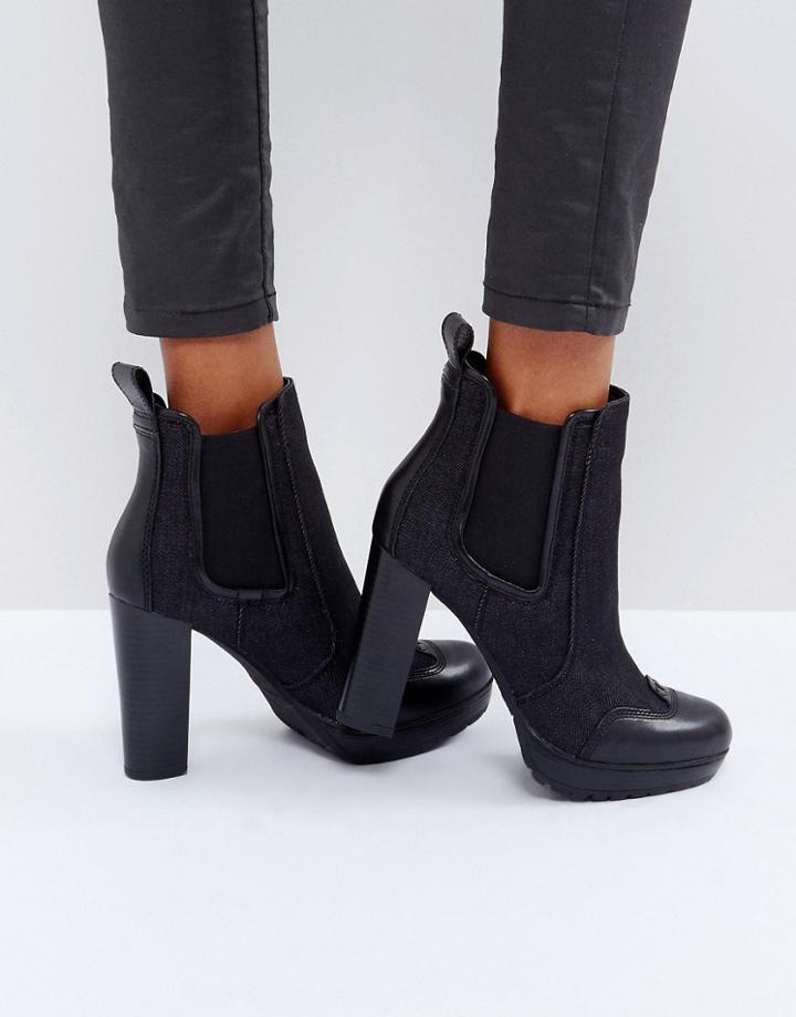G-star Denim Mix Heeled Chelsea Boot - Black