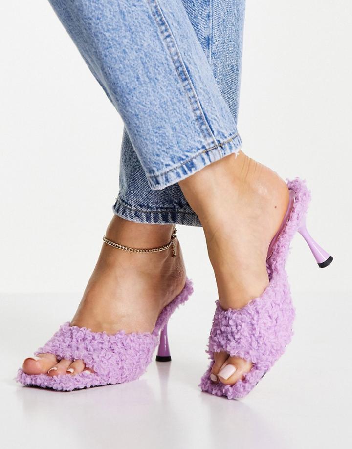 Topshop Romance Faux Shearling Mule In Lilac-purple