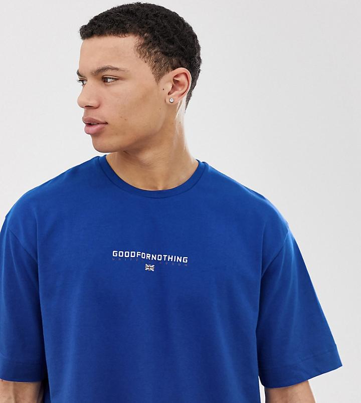 Good For Nothing Oversized T-shirt In Blue With Small Logo - Blue
