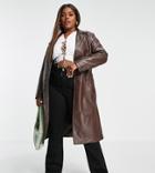 Glamorous Curve Longline Brown Pu Jacket