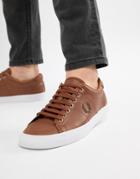 Fred Perry Underspin Leather Sneakers In Tan - Tan
