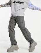 Mennace Loose Fit Cargo Pants In Gray With Fixed Him - Part Of A Set