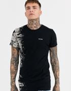 Religion T-shirt With Side Floral Print In Black - Black