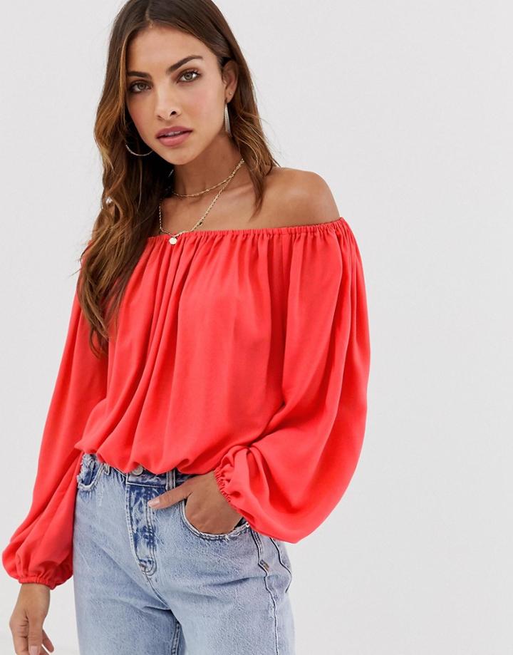 Asos Design Off Shoulder Top-red