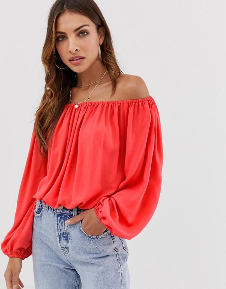 Asos Design Off Shoulder Top-red