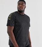 Asos Design Plus Relaxed T-shirt In Stripe With Baroque Sleeve Panels - Black