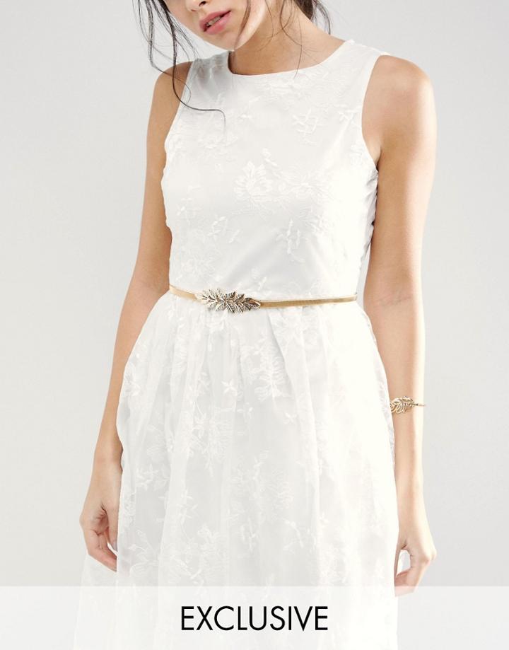True Decadence Metal Leaf Occasion Belt In Gold - Gold