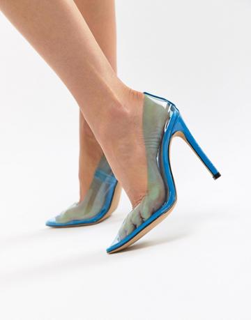 Public Desire Extra Transparent Blue Pumps - Blue