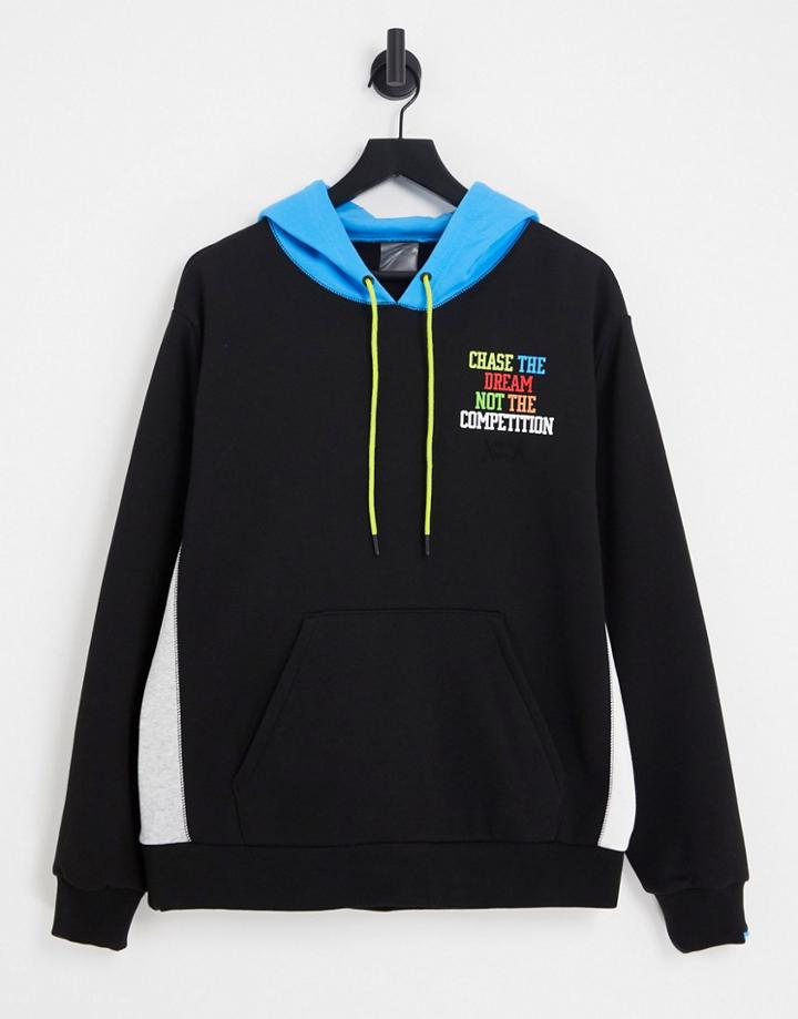 Puma Hoops Color Block Hoodie In Black