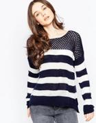 Wal G Striped Sweater - Navy