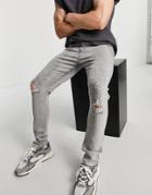 Bolongaro Trevor Distress Detail Skinny Fit Jeans-grey