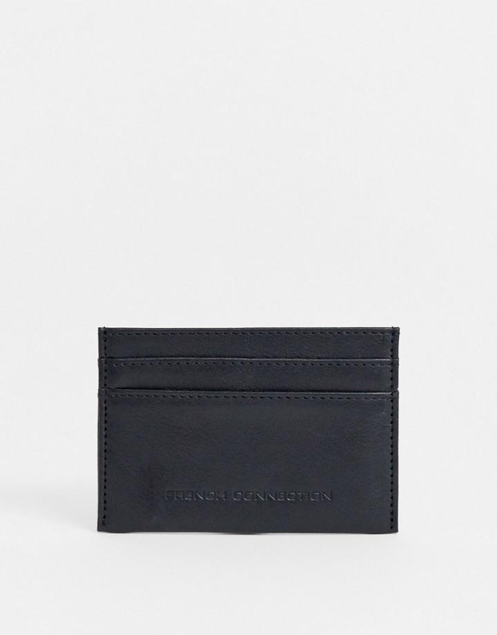 French Connection Premium Leather Emboss Cardholder-black