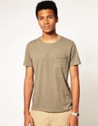Asos Overdyed Crew Neck T-shirt With Pocket - Green