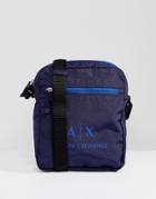 Armani Exchange Nylon Ax Logo Flight Bag In Blue - Blue