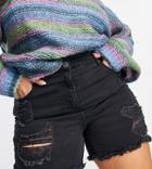 Yours Distressed Denim Shorts In Black
