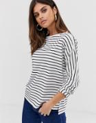 French Connection Long Sleeve Stripe T-shirt-white