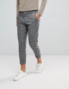 Selected Homme Smart Cropped Pants In Gray Check - Gray