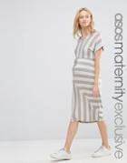 Asos Maternity Lounge Dress In Cut About Stripe With Pockets - Multi