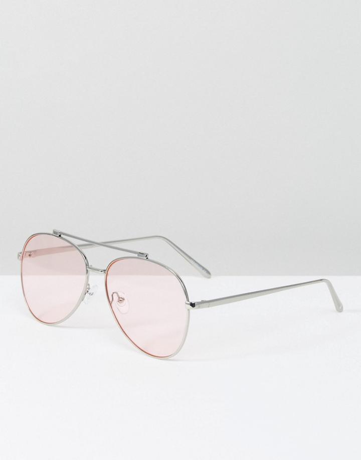 Skinnydip Aviator Sunglasses With Blush Lens - Pink