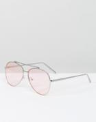 Skinnydip Aviator Sunglasses With Blush Lens - Pink