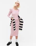 Monki Li Organic Blend Cotton Rib Maxi Dress In Pink