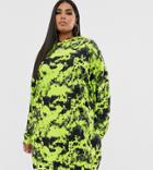Asos Design Curve Tie Dye Hoodie Sweat Dress - Multi