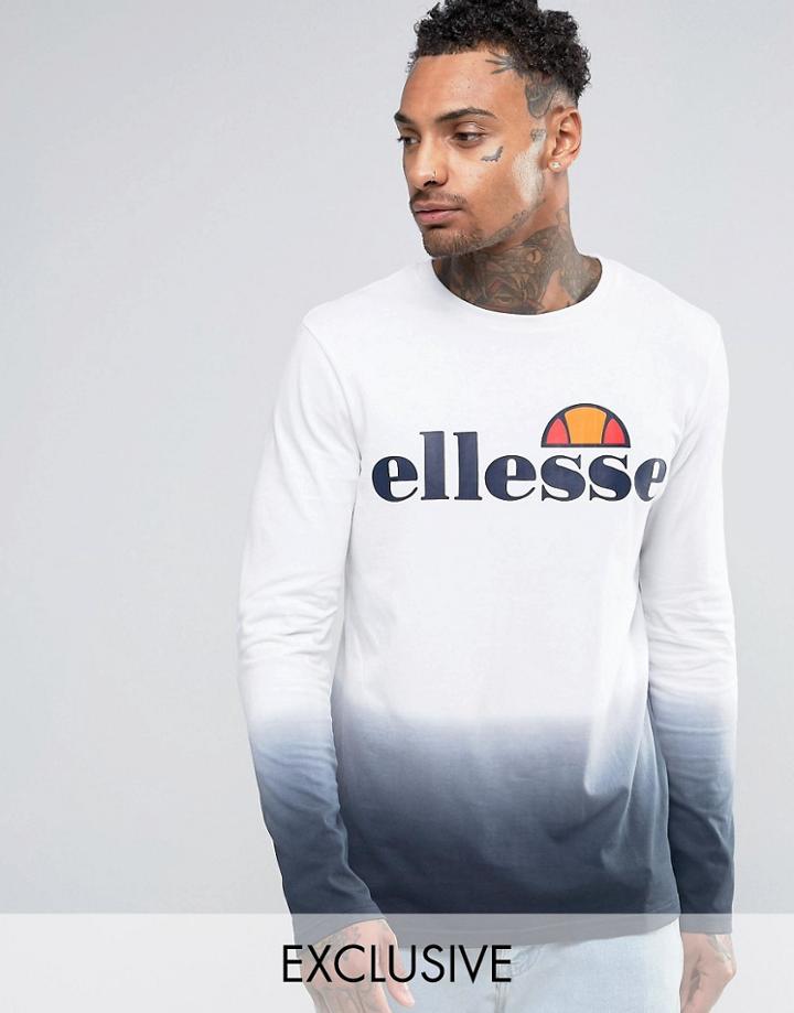 Ellesse Long Sleeve T-shirt In Dip Dye - Black