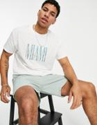 New Look Oversized T-shirt With Miami Print In Red-white