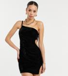 Parisian Tall One Shoulder Cut Out Velvet Dress In Black