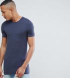 Asos Design Tall Longline Muscle Fit T-shirt With Crew Neck And Stretch In Grey - Gray