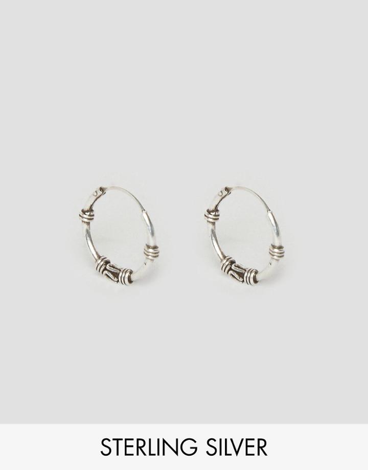 Reclaimed Vintage Bali 14mm Hoop Earrings In Sterling Silver - Silver