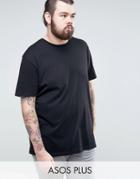 Asos Plus Longline T-shirt With Crew Neck - Black