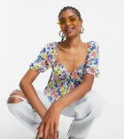 Topshop Tall Printed Floral Blouse-multi