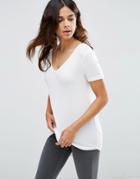 Asos The New Forever T-shirt With Short Sleeves And Dip Back - White